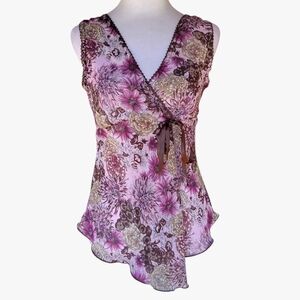 Vintage I.N. San Francisco Y2K Floral Baby Doll Style Blouse Size Medium